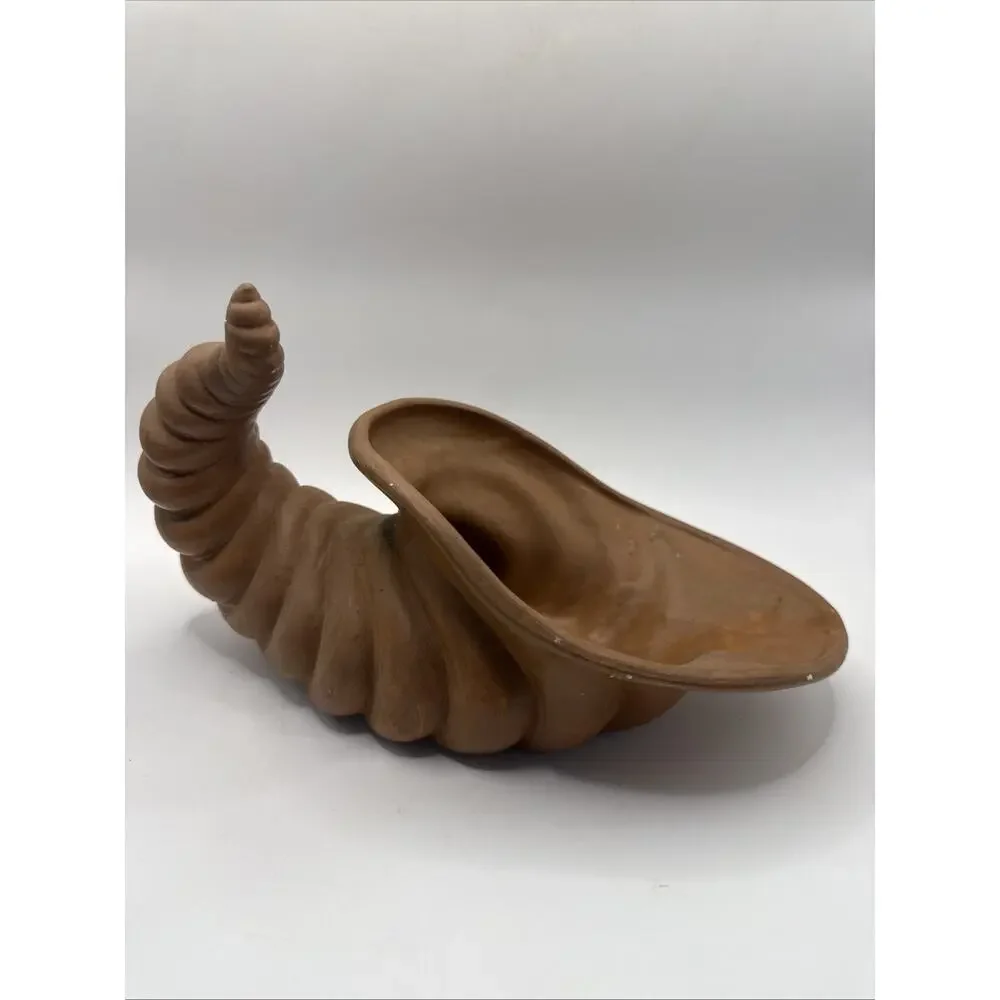 Cornucopia Horn of Plenty Ceramic Pottery Vase Container *